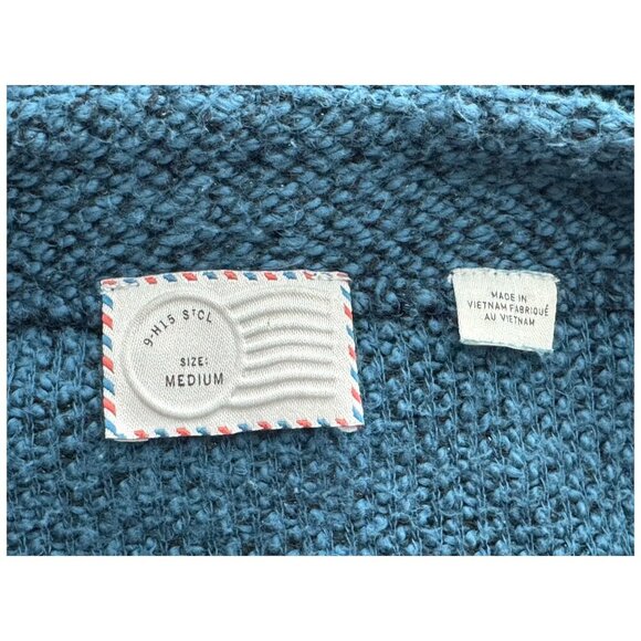 Anthropologie Postmark Inari Knit Sweater Pullover Blue Teal Women's Size M - Picture 4 of 8